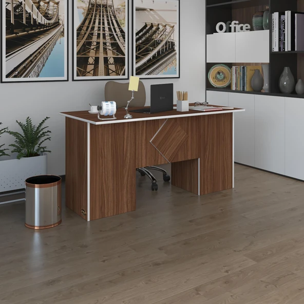 Kenzlife ofis masası kuma kengo cvz 75*170*80 kilitli kapaklı dolap çiftli eşkenar bilgisayar çalışma masası ürün görseli 1