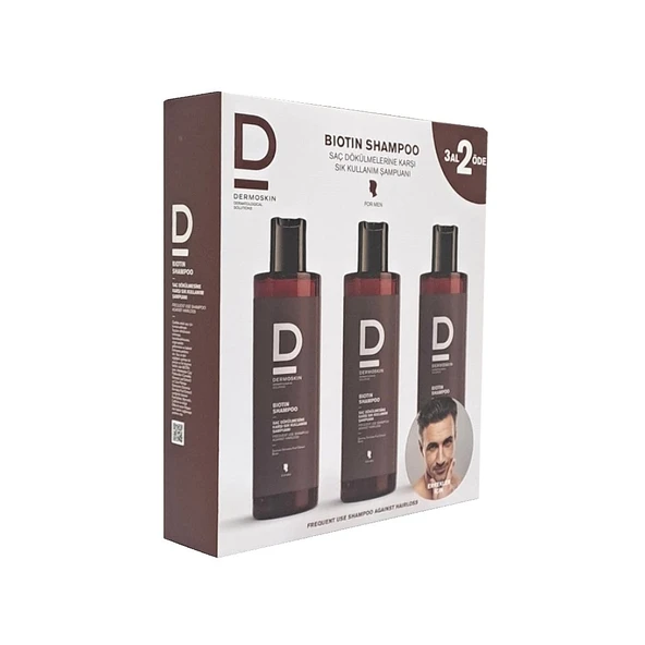 Dermoskin Biotin Shampoo For Men Kofre 3x200ml ürün görseli 1