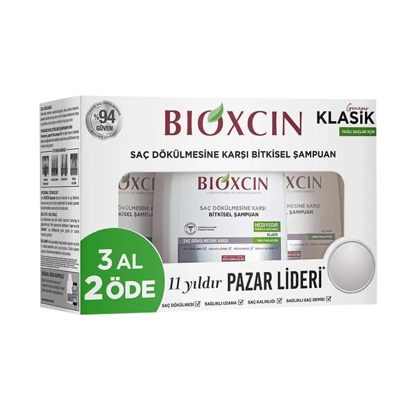 Bioxcin Klasik Yağlı Saçlar İçin Şampuan 3x300ml ürün görseli 1