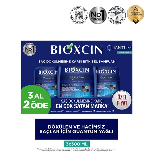 Bioxcin Quantum Şampuan Oily 3x300ml - Resim 2