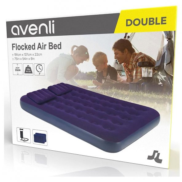Avenli Floked Air Bed Çift Kişilik 191cm*137cm*22m ürün görseli 1