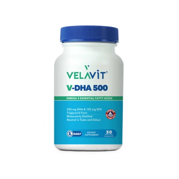 Velavit V-DHA 500 Takviye Edici Gıda 30 Kapsül ürün görseli 1