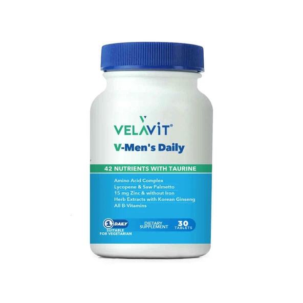 Velavit V-Mens Daily 30 Tablet Erkekler İçin Takviye Edici Gıda ürün görseli 1