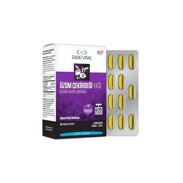 Zade Vital Üzüm Çekirdeği Yağı 500mg 30 Kapsül ürün görseli 1