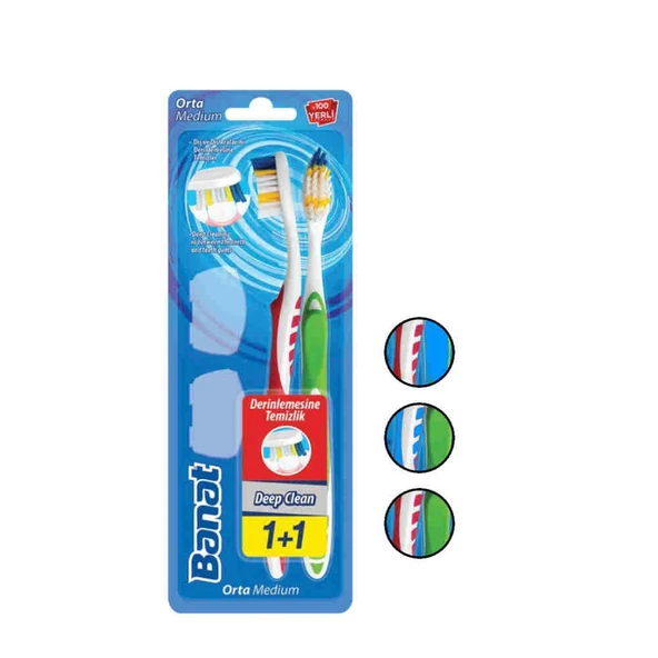 Banat Deep Clean 1+1  Medium Diş Fırçası Seti ürün görseli 1