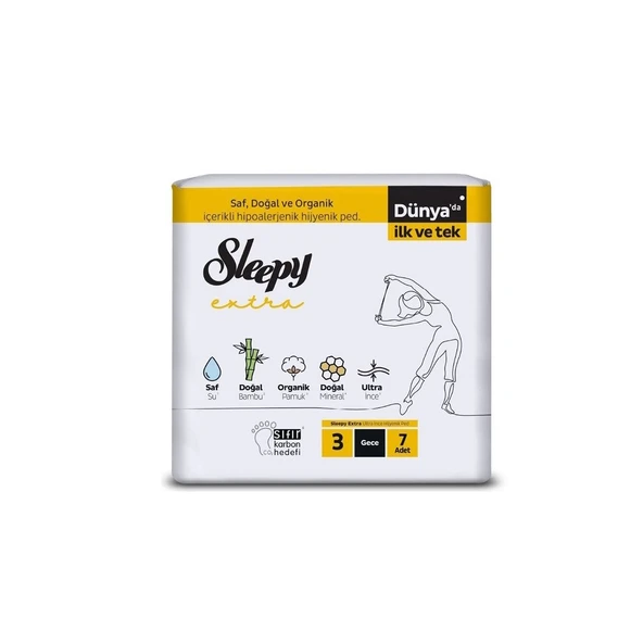 Sleepy Extra Ultra İnce Hijyenik Ped 3 Gece 7 Adet ürün görseli 1