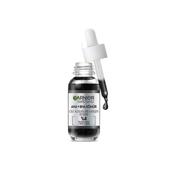 Garnier Saf ve Temiz AHA + BHA Kömür Cilt Kusurları Karşıtı Serum 30ml ürün görseli 1