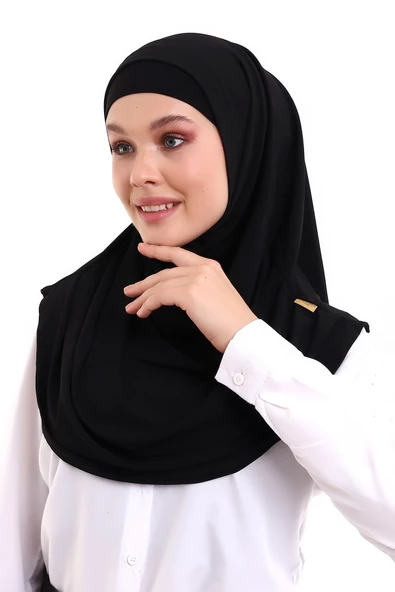 Yetişkin Pratik Eşarp Siyah Renk - Resim 3