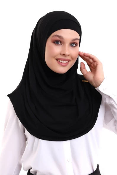 Yetişkin Pratik Eşarp Siyah Renk - Resim 4