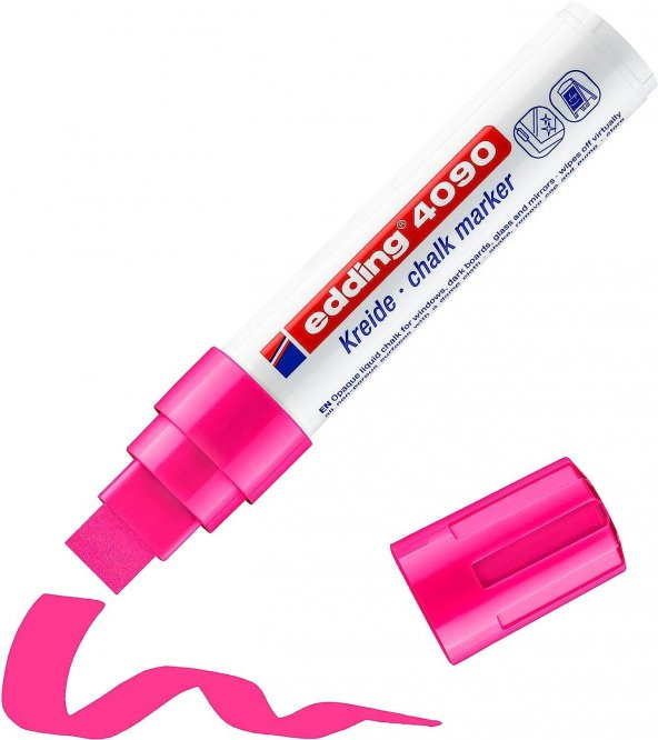 Edding Cam Kalemi Ayna Kalemi Yazı Tahtası Kalemi KALIN UÇLU FOSFORLU NEON PEMBE Edding Mağaza Camı Kalemi Likit Tebeşir Kalem ürün görseli 1