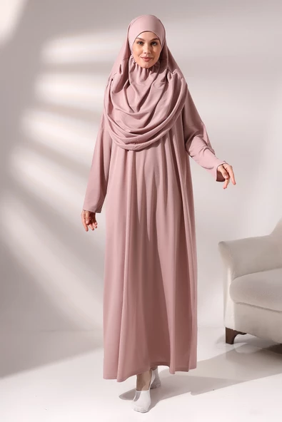 Tek Parça Namaz Elbisesi - Gül Kurusu - 5015 - Resim 2