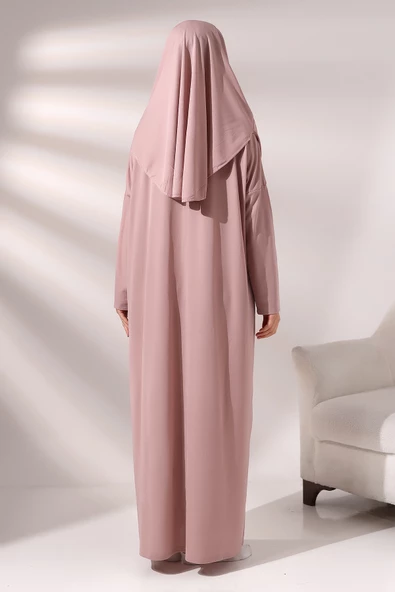 Tek Parça Namaz Elbisesi - Gül Kurusu - 5015 - Resim 6