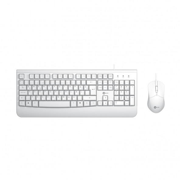 Lenovo Lecoo CM105 USB Kablolu Türkçe Q Klavye & Mouse Set Beyaz ürün görseli 1