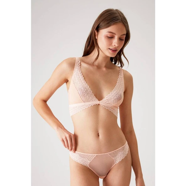 Pierre Cardin Dantel Detaylı Bralet Sütyen Takım Somon ürün görseli 1