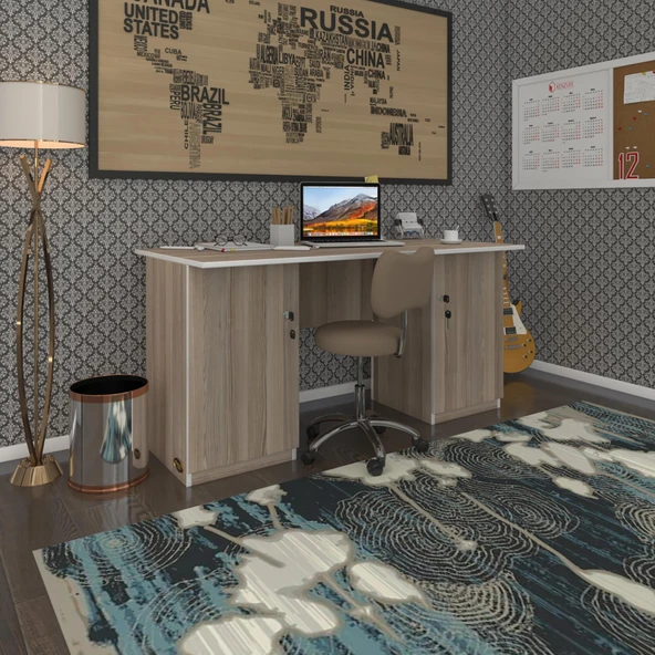 Kenzlife ofis masası masi oka crd 75*150*80 kilitli kapaklı dolap çiftli bilgisayar çalışma masası ürün görseli 1