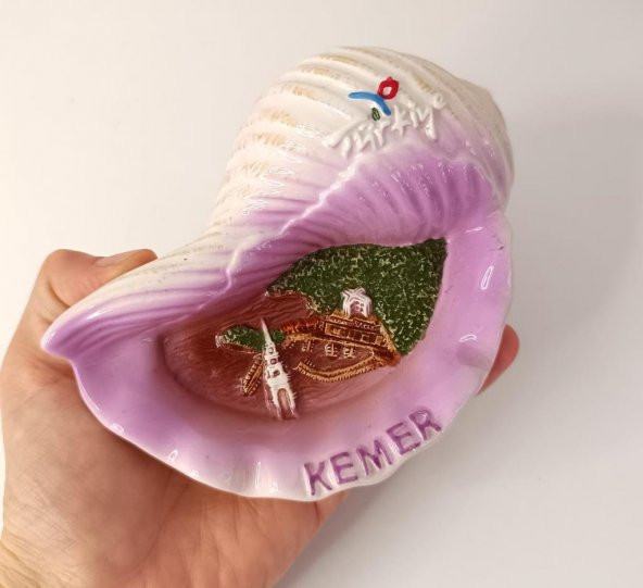 Küllük Kül Tablası Seramik İstiridye Deniz Kabuğu Türkiye Kemer Yazılı ürün görseli 1
