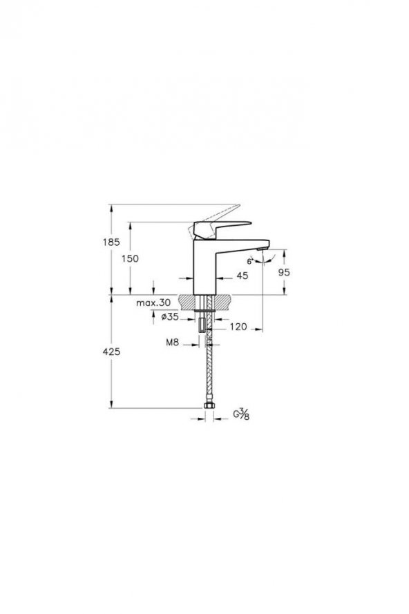 ARTEMA Root Square Lavabo Bataryası (A42732 ) Krom - Resim 2