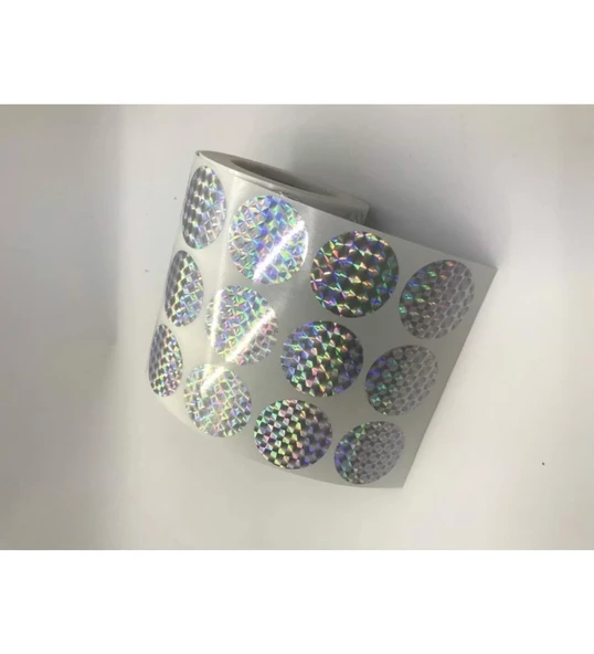 2000'li Sarım Hologram Plastik Yuvarlak Etiket 30 mm ürün görseli 1