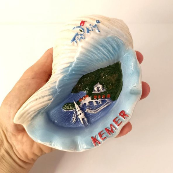 Küllük Kül Tablası Seramik İstiridye Deniz Kabuğu Türkiye Kemer Yazılı ürün görseli 1