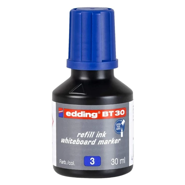 Edding Silinebilir Beyaz Tahta Kalemi Mürekkebi MAVİ 30ml Edding Flipchart Kalemi Mürekkebi Edding Mürekkep ürün görseli 1