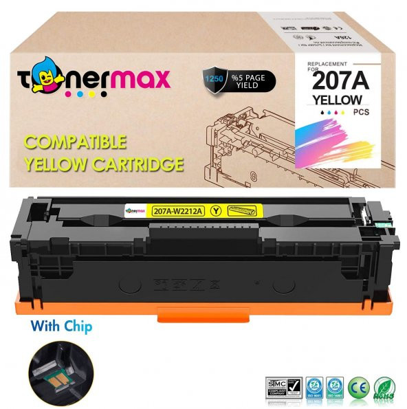 TonerMAX® Hp 207A W2212A Muadil Toner Sarı - Çipli/ Laserjet M255 / M282 / M283 ürün görseli 1