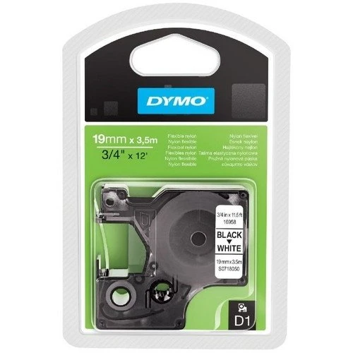 DYMO 16958 YÜKSEK PERF.ESNEK NAYLON 19mm x 3,5 SİYAH/BEYAZ ürün görseli 1