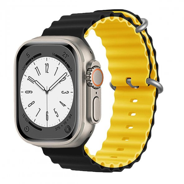 E2M APPLE WATCH 38-40-41MM KRD-28 OCEAN ÇİFT RENKLİ SARI KORDON ürün görseli 1