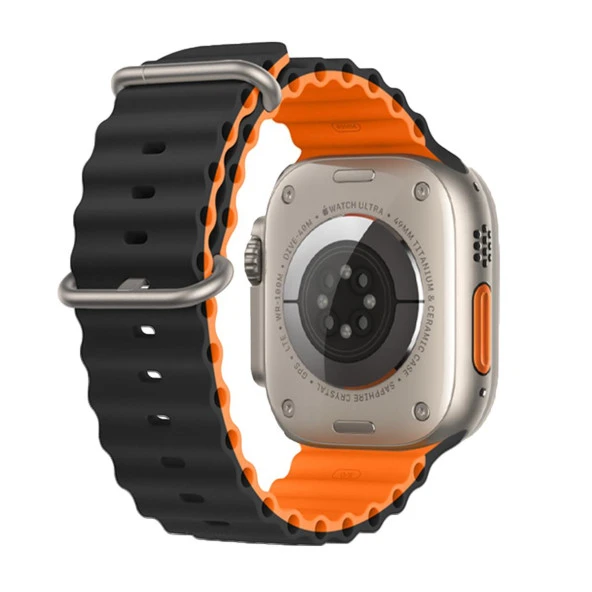 E2M APPLE WATCH 38-40-41MM KRD-28 OCEAN ÇİFT RENKLİ SİYAH KORDON ürün görseli 1