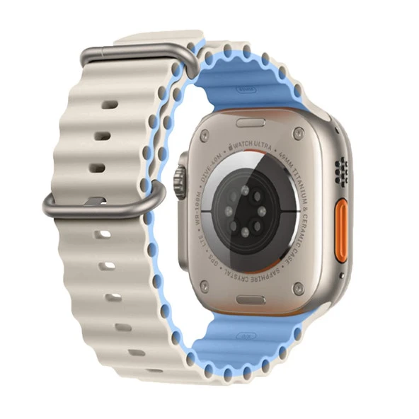 E2M APPLE WATCH 38-40-41MM KRD-28 OCEAN ÇİFT RENKLİ MAVİ KORDON ürün görseli 1