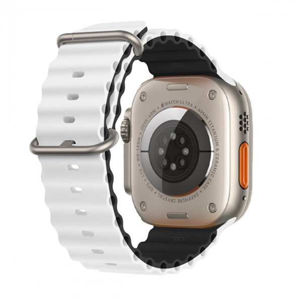 E2M APPLE WATCH 42-44-45-49MM KRD-28 OCEAN ÇİFT RENKLİ BEYAZ KORDON ürün görseli 1