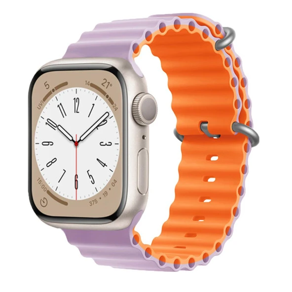 E2M APPLE WATCH 42-44-45-49MM KRD-28 OCEAN ÇİFT RENKLİ LİLA KORDON ürün görseli 1