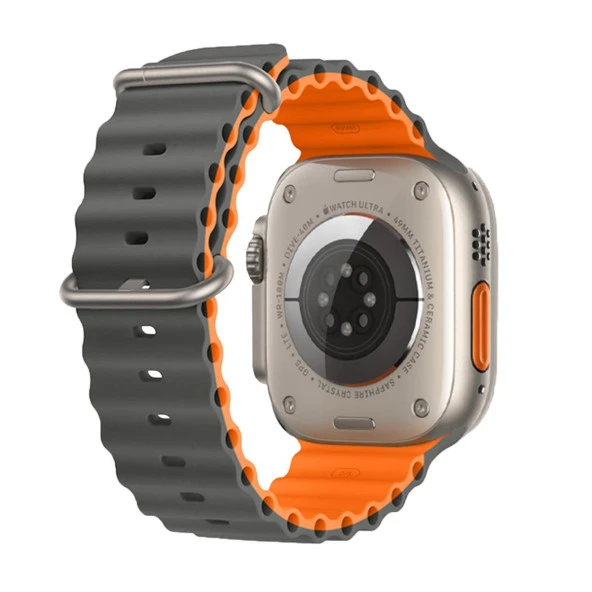 E2M APPLE WATCH 42-44-45-49MM KRD-28 OCEAN ÇİFT RENKLİ GRİ KORDON ürün görseli 1