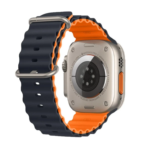 E2M APPLE WATCH 42-44-45-49MM KRD-28 OCEAN ÇİFT RENKLİ KOYU MAVİ KORDON ürün görseli 1