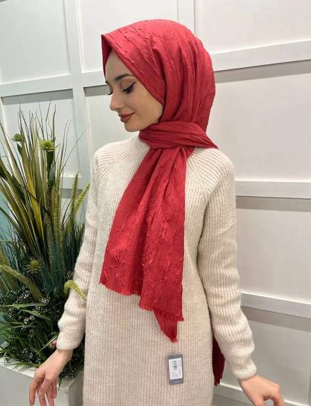 Loryan Scarf Viva Crush Pamuklu Şal 00380  NAR ÇİÇEĞİ ürün görseli 1