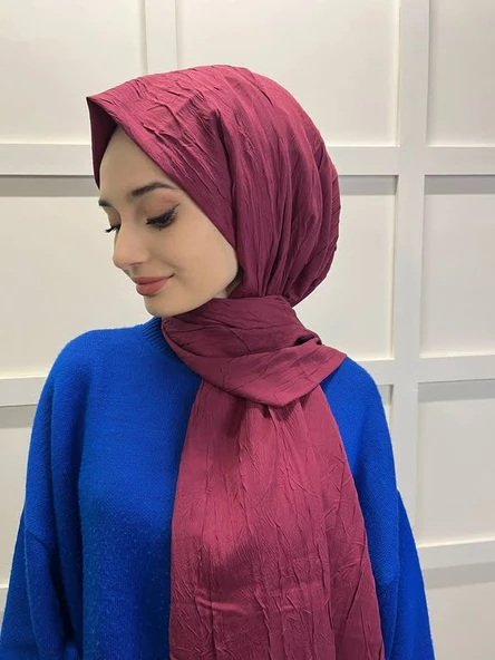 Loryan Scarf Viva Crush Pamuklu Şal 00380  VİŞNE ürün görseli 1