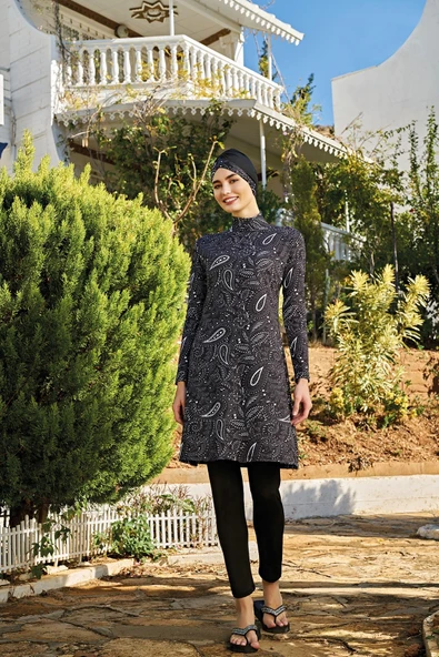 Ruko Maio 23137-5 Büyük Beden Balıkçı Yaka Tam Tesettür Mayo ürün görseli 1