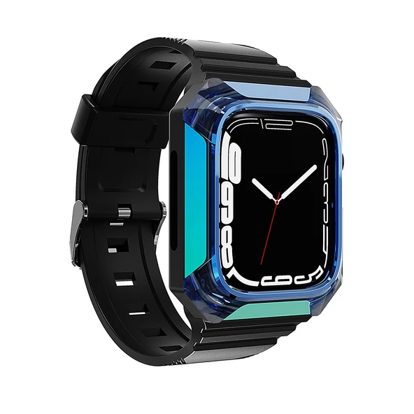 Apple Watch 7 45mm Zore KRD-88 Sert PC Kasa Koruyuculu Silikon Kordon ürün görseli 1