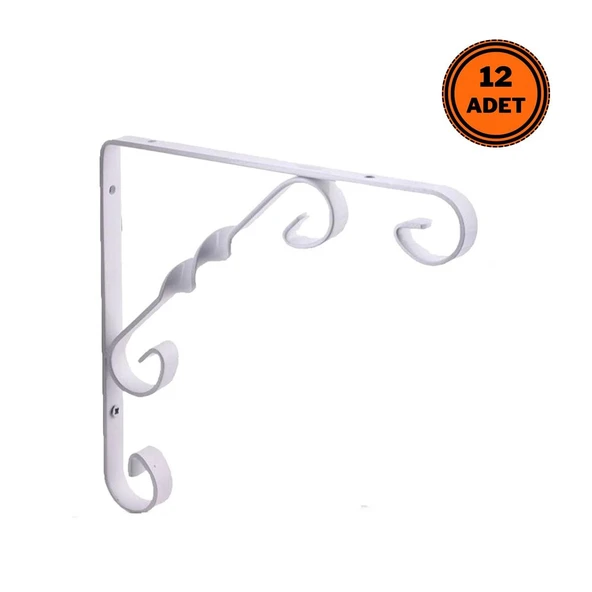 12 Adet Burgulu 20 x 20 cm Dekoratif Raf Altı Ayağı Konsol Beyaz ürün görseli 1
