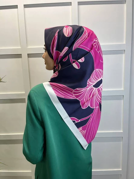 Eflatun Scarf Dijital Baskı Tomurcuk Desen Rayon Eşarp 00749  FUŞYA ürün görseli 1