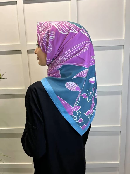 Eflatun Scarf Dijital Baskı Tomurcuk Desen Rayon Eşarp 00749  MENTOL ürün görseli 1