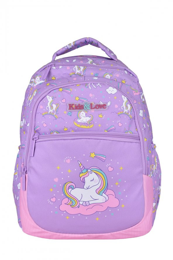Elatae Çok Gözlü Su Geçirmez Nano Kumaş Unicorn Desenli İlkokul Çantası L5110 ürün görseli 1
