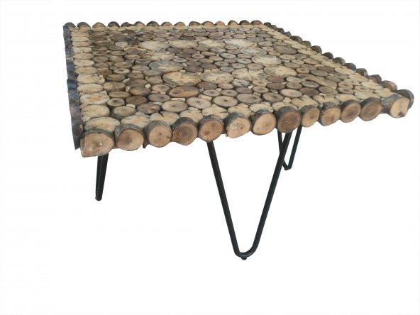 Orta Sehpa 13897 Kütük Ağaç Dalı Kesme Metal Ayak Üstü Cam Dikdörtgen El Yapım ürün görseli 1
