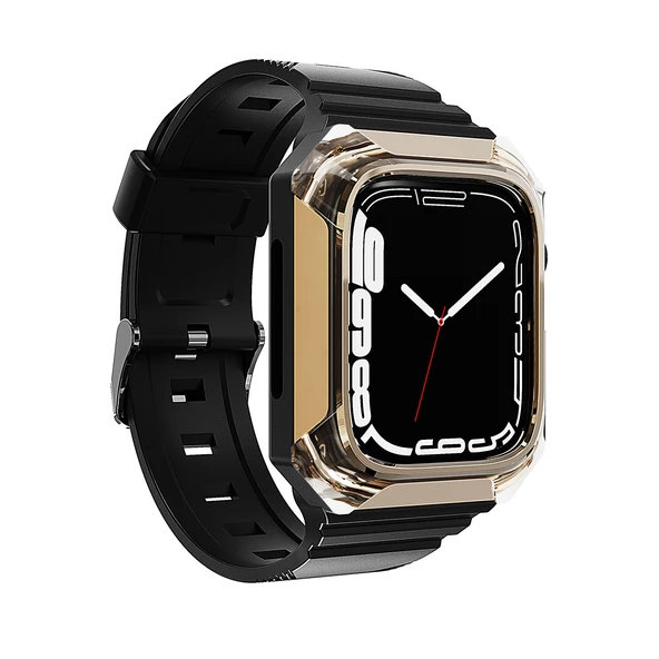 Apple Watch 7 41mm Zore KRD-88 Sert PC Kasa Koruyuculu Silikon Kordon ürün görseli 1