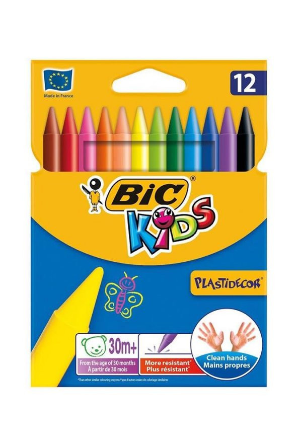 Mum Boya 12 Renk Karton Kutu 1 Paket 12 Li Silinebilir Pastel Boya Mum Boya Canlı Renkler ürün görseli 1