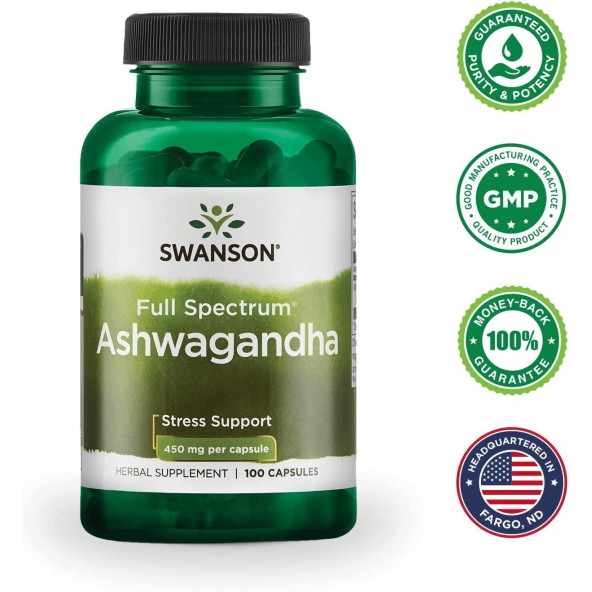 Swanson Ash 450 mg 100 Capsules ürün görseli 1