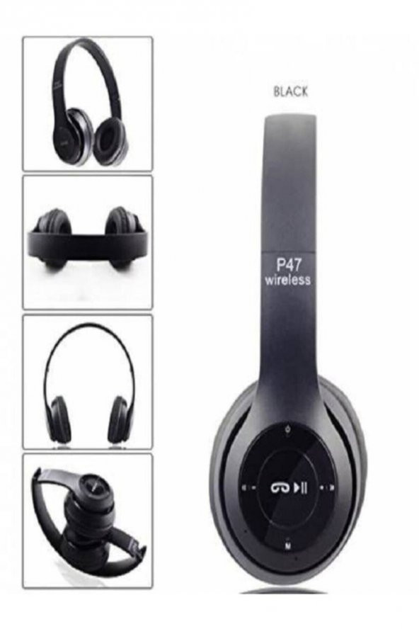 Mega P47 5.00 Edr St3 Wireless Katlanabilir Kulaklık Siyah ürün görseli 1
