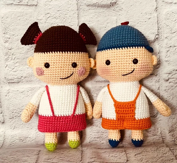 Afacan İkizler Ege ile Ece Amigurumi Organik Oyuncak ürün görseli 1