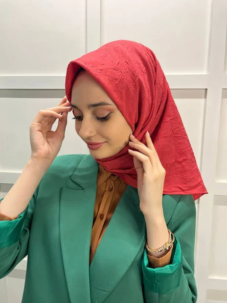 Loryan Scarf Kare Bambu Kraş Viva Eşarp 00832  NAR ÇİÇEĞİ ürün görseli 1