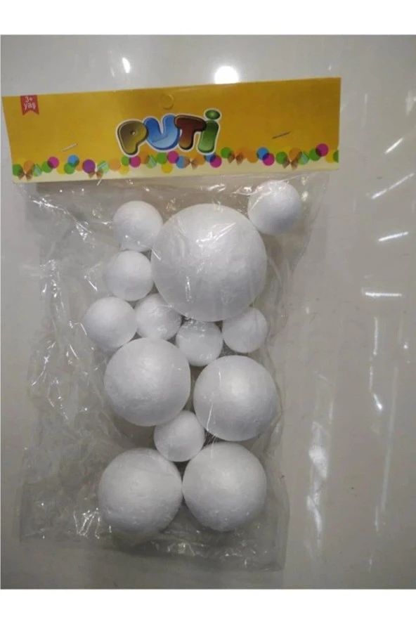 Puti Karışık Köpük Top (6.5 Cm 1 Adet - 5 Cm 4 Adet - 3 Cm 8 Adet) ürün görseli 1