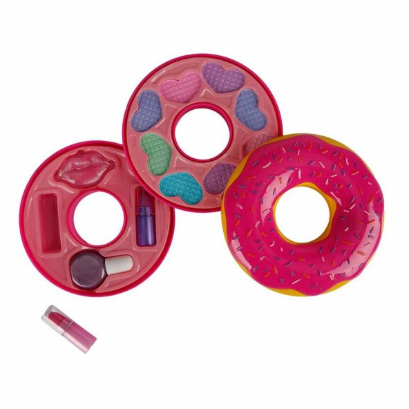 Donut Şekilli 2 Katlı Makyaj Güzellik Seti - Resim 2